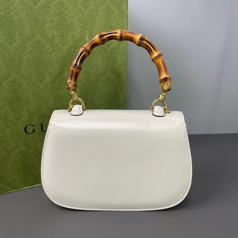 gucci白色Bamboo mini1947竹節馬鞍包手提包肩背包21*12*7.5  98新配件塵袋 盒子-9