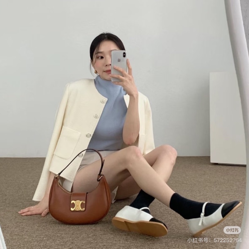 CELINE AVA凱旋門腋下包 金棕色經典款 柔軟小牛皮23*15*7 98新配件塵袋-1