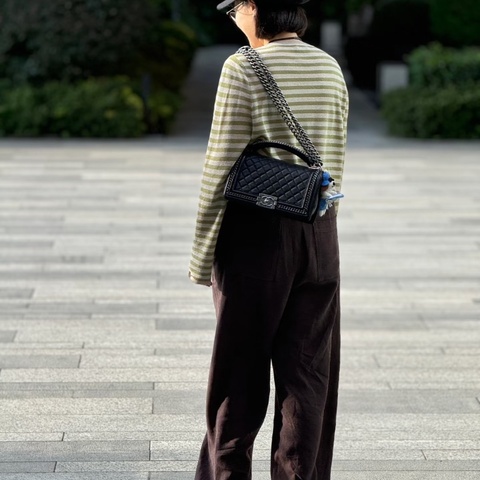 Chanel 宮廷限定重工款Leboy中號黑銀黑色牛皮復古銀扣翻蓋包斜背包鏈條包 24.5*14*7 98新配件塵袋保卡