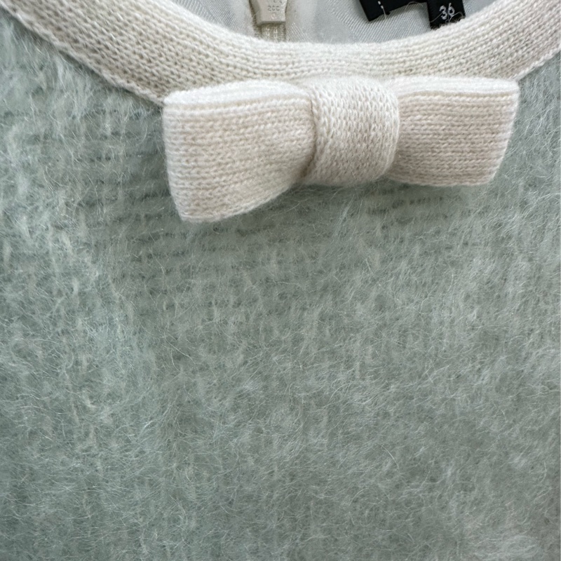 Chanel香奈兒 25N滑雪系列冰藍色馬海毛蝴蝶結無袖連身 36碼-4