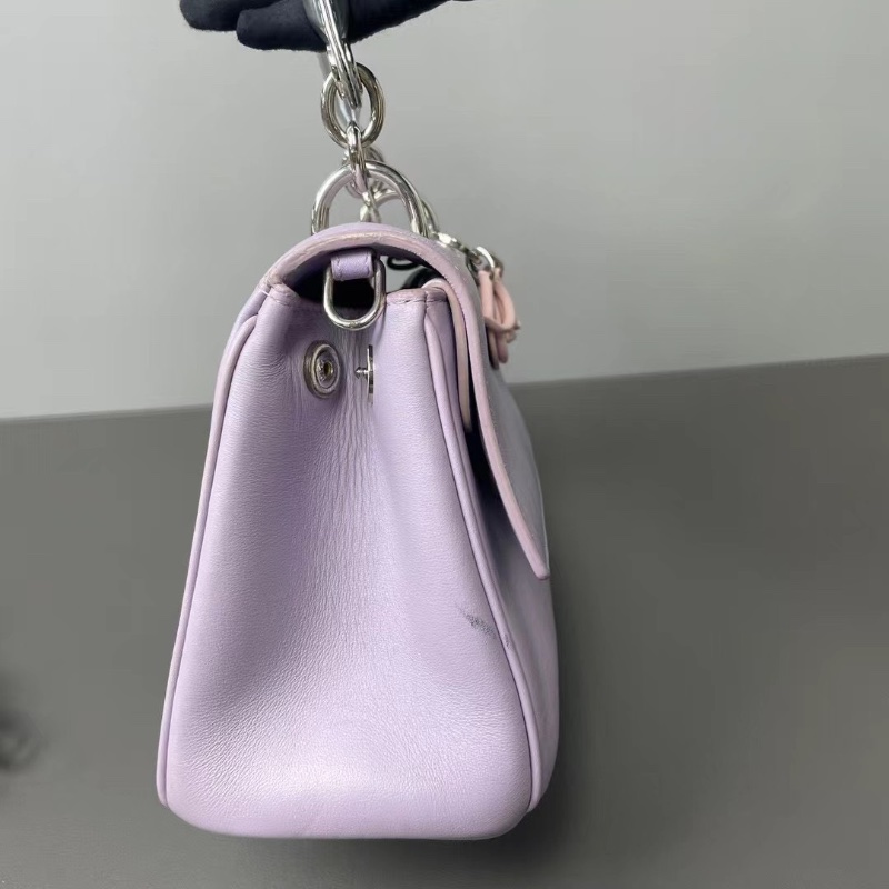 Dior 香芋紫小號Be Dior包 銀色金屬圓環提手配透明PVC裝飾片 20.5*16*10  98新配件塵袋-5