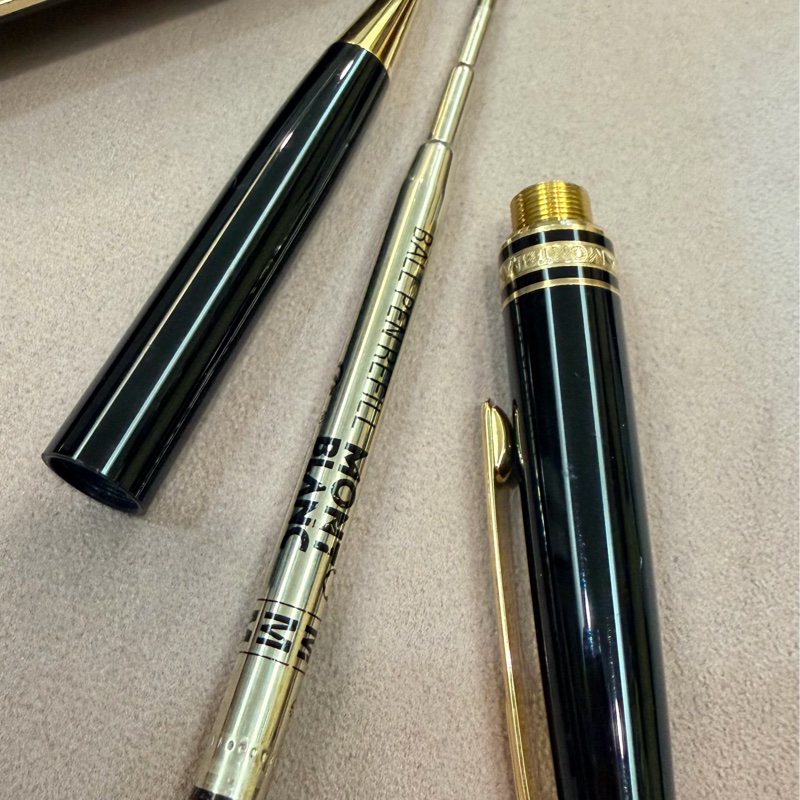 真品MONTBLANC 萬寶龍 Meisterstück 大師傑作（大班）鍍黃金經典原子筆 附盒裝保單-5