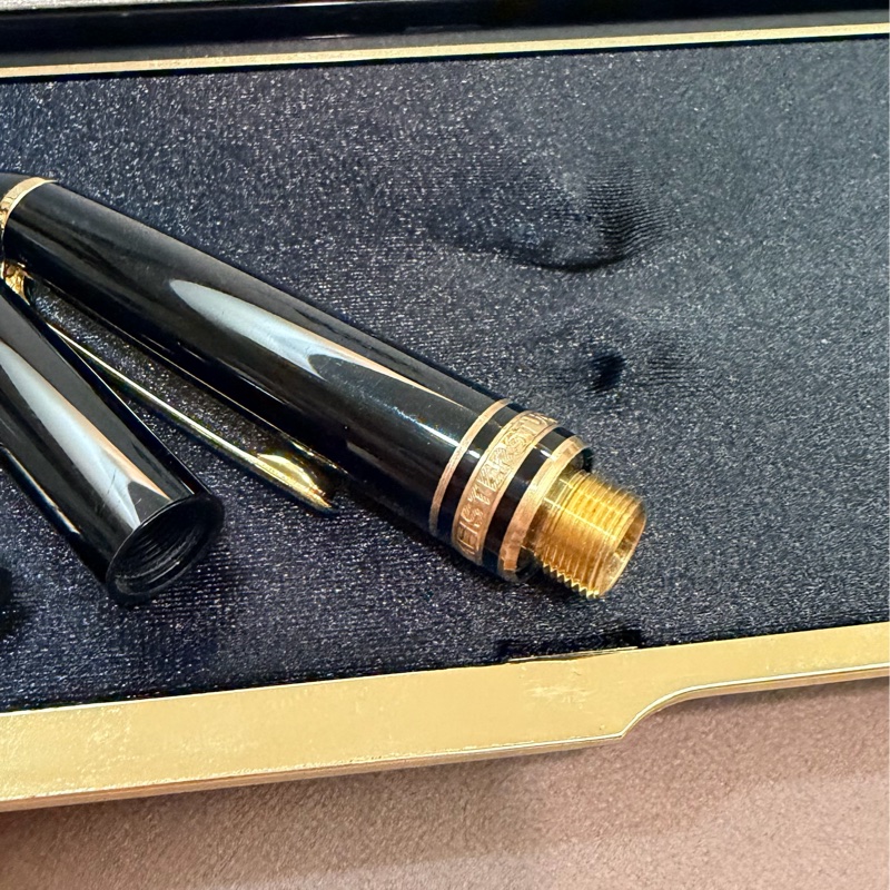 真品MONTBLANC 萬寶龍 Meisterstück 大師傑作（大班）鍍黃金經典原子筆 附盒裝保單-23
