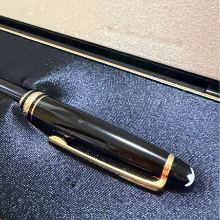 真品MONTBLANC 萬寶龍 Meisterstück 大師傑作（大班）鍍黃金經典原子筆 附盒裝保單-9