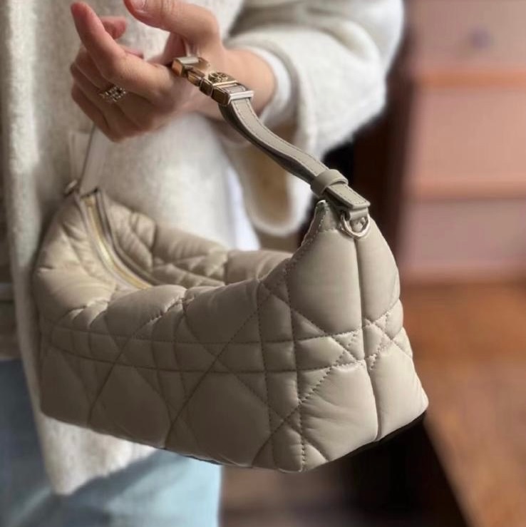 DIOR Travel Nomad Medium 奶茶色金扣飯盒包-1