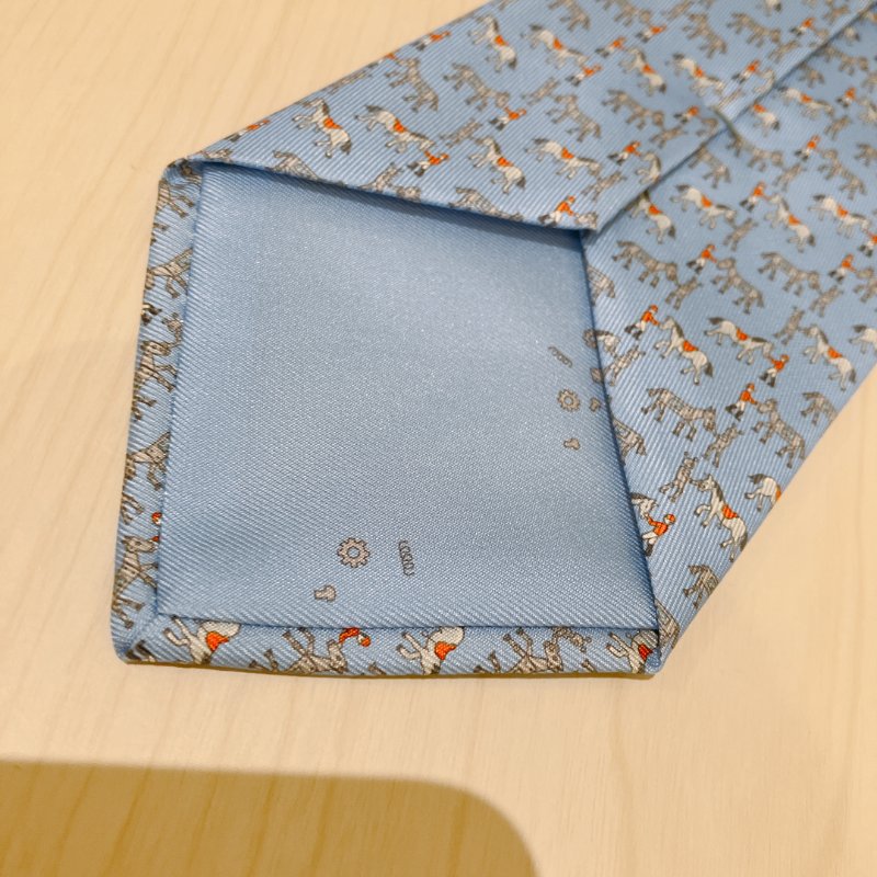 TK1954 愛馬仕領呔 Hermes Horse Patten Tie Silk Blue-6