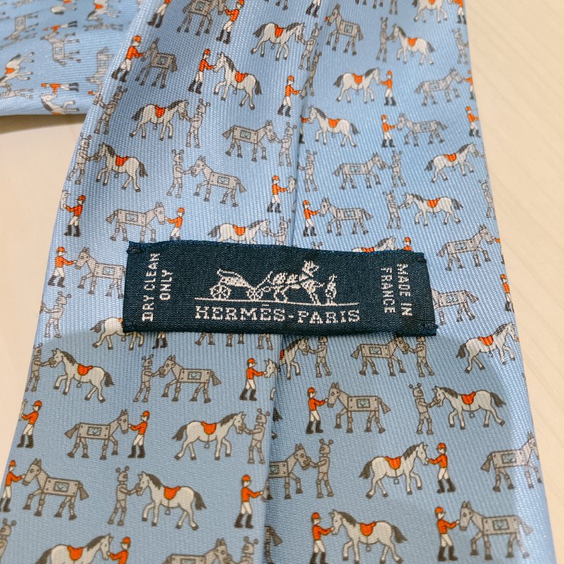 TK1954 愛馬仕領呔 Hermes Horse Patten Tie Silk Blue-7