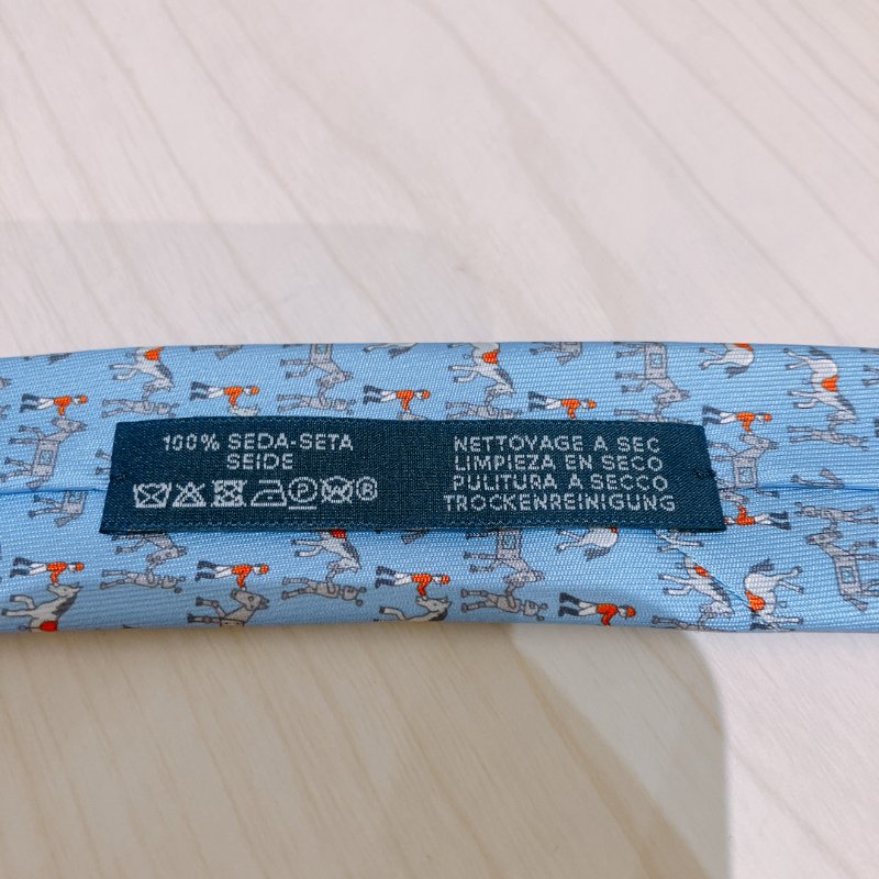 TK1954 愛馬仕領呔 Hermes Horse Patten Tie Silk Blue-8
