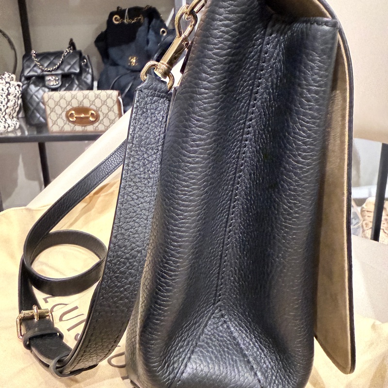 LV✨Louis Vuitton Volta 黑色全皮手提包肩背包翻蓋包-13