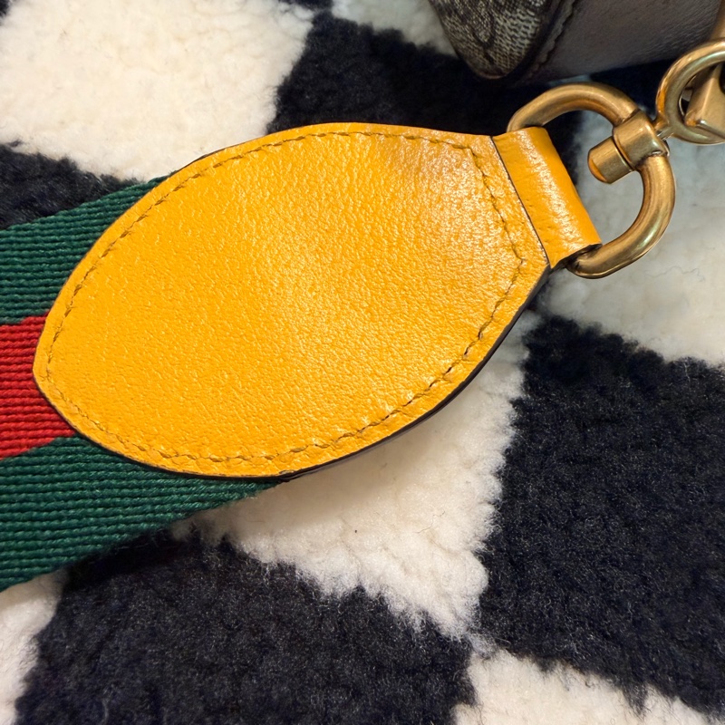 GUCCI 古馳 476466 經典GG Supreme帆布印花雙色織帶相機斜揹包(棕色)-18