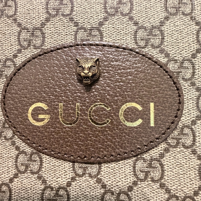 GUCCI 古馳 476466 經典GG Supreme帆布印花雙色織帶相機斜揹包(棕色)-19
