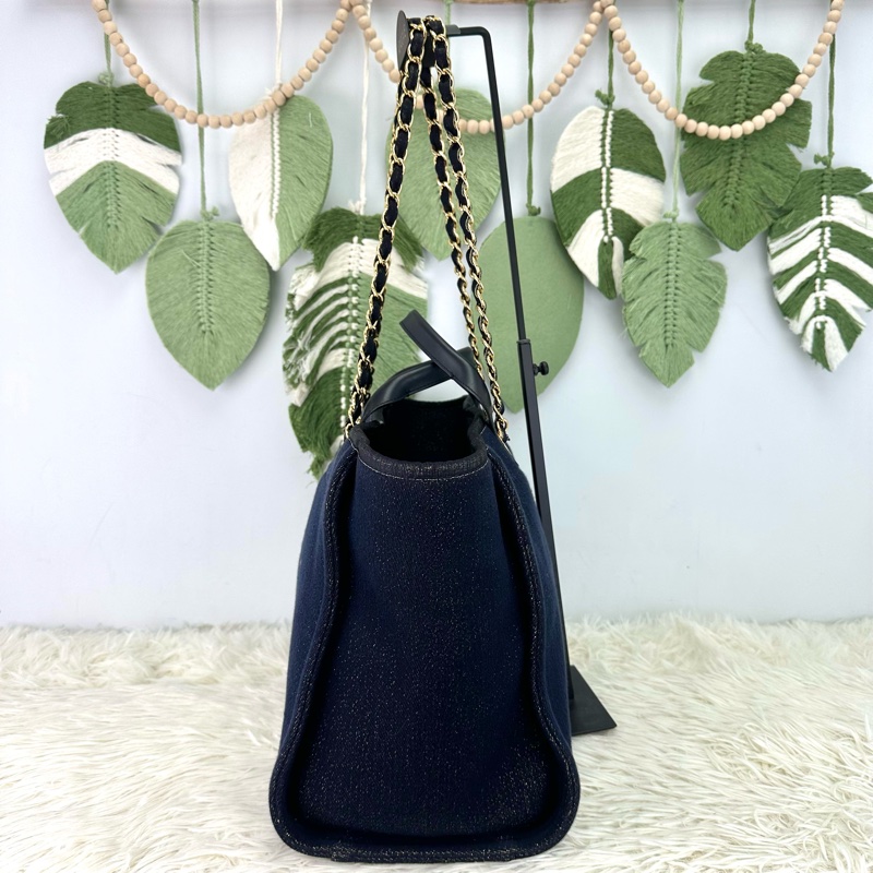 CHANEL 埃及限量款✨Deauville 深藍金絲沙灘Tote Bag-2