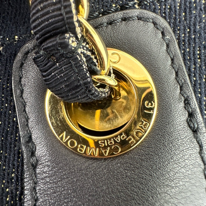 CHANEL 埃及限量款✨Deauville 深藍金絲沙灘Tote Bag-7