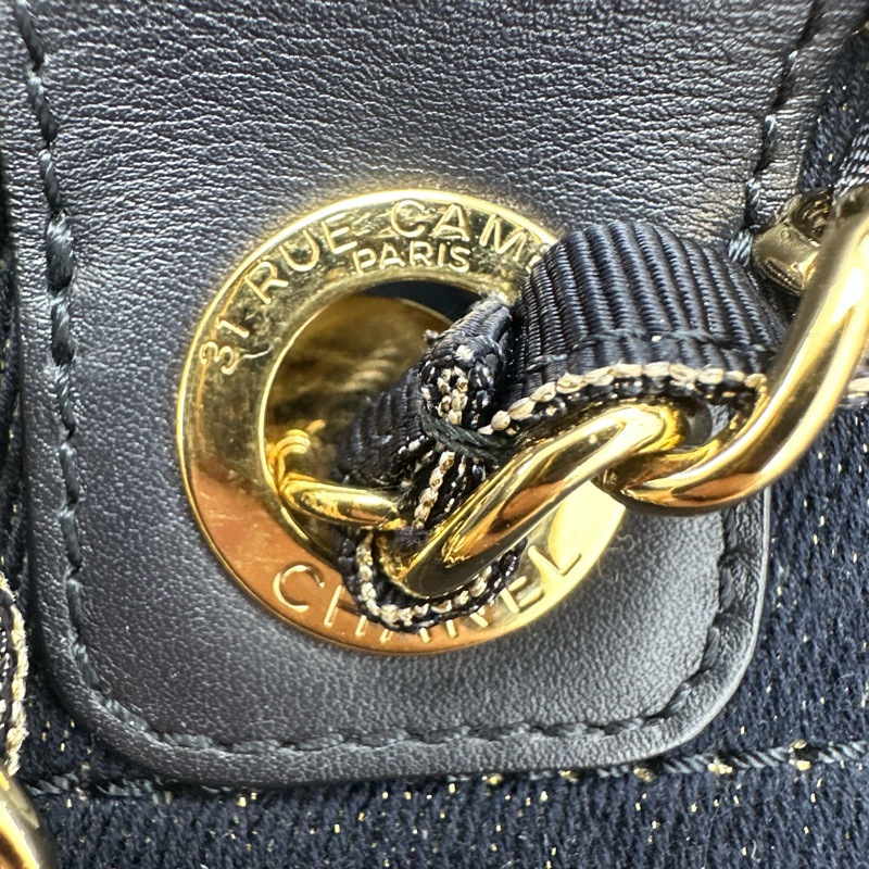 CHANEL 埃及限量款✨Deauville 深藍金絲沙灘Tote Bag-8