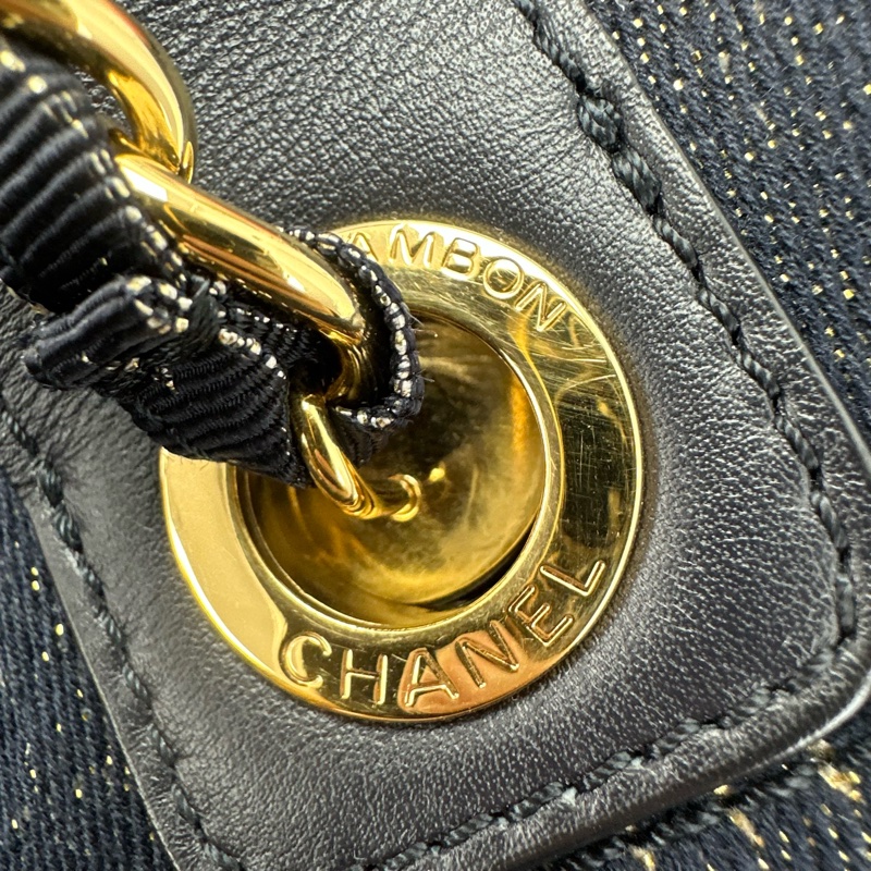 CHANEL 埃及限量款✨Deauville 深藍金絲沙灘Tote Bag-9