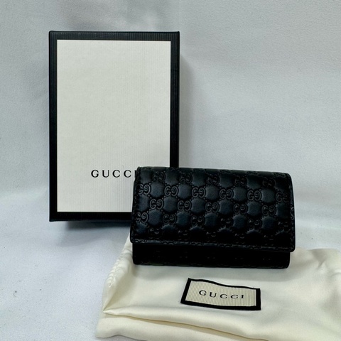 Gucci 古馳 GG Shima 壓紋皮革六連鑰匙包（型號 150402）