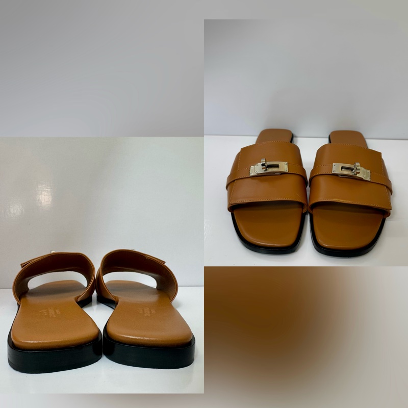 Hermès 愛馬仕 Kelly 扣涼鞋 金棕色-1