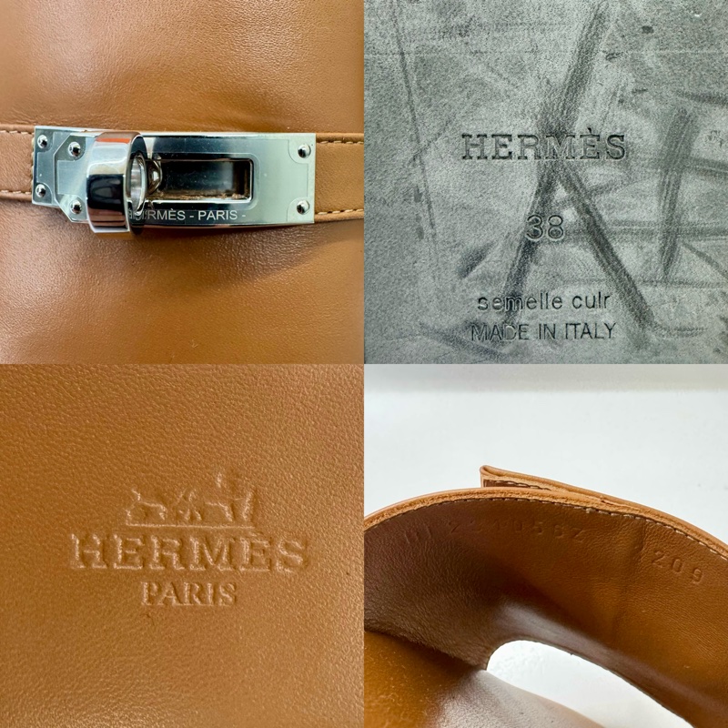 Hermès 愛馬仕 Kelly 扣涼鞋 金棕色-5