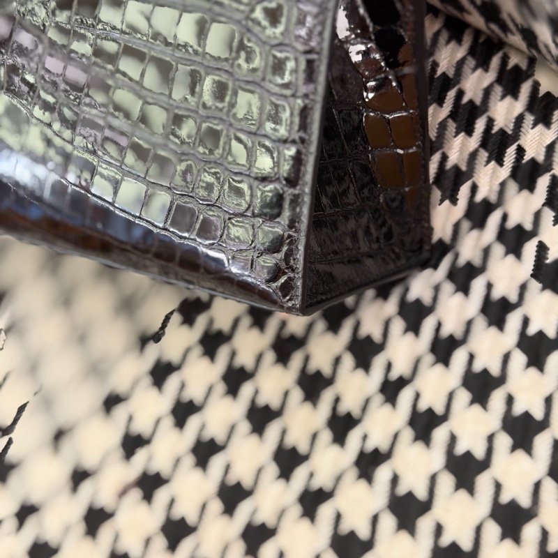 kelly25 黑色 銀扣 鱷魚-3