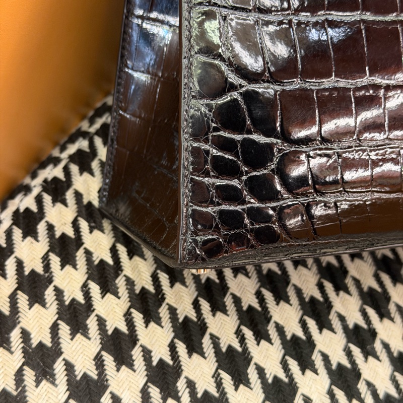 kelly25 黑色 銀扣 鱷魚-5