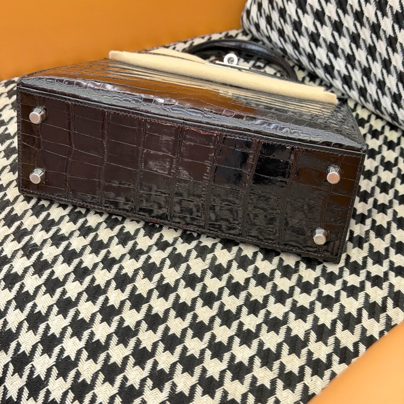 kelly25 黑色 銀扣 鱷魚-7