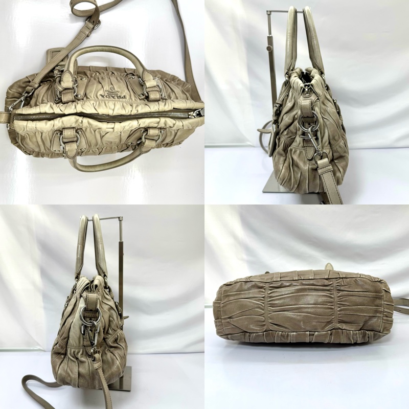 Prada 普拉達 抓皺小羊皮兩用波士頓包-2