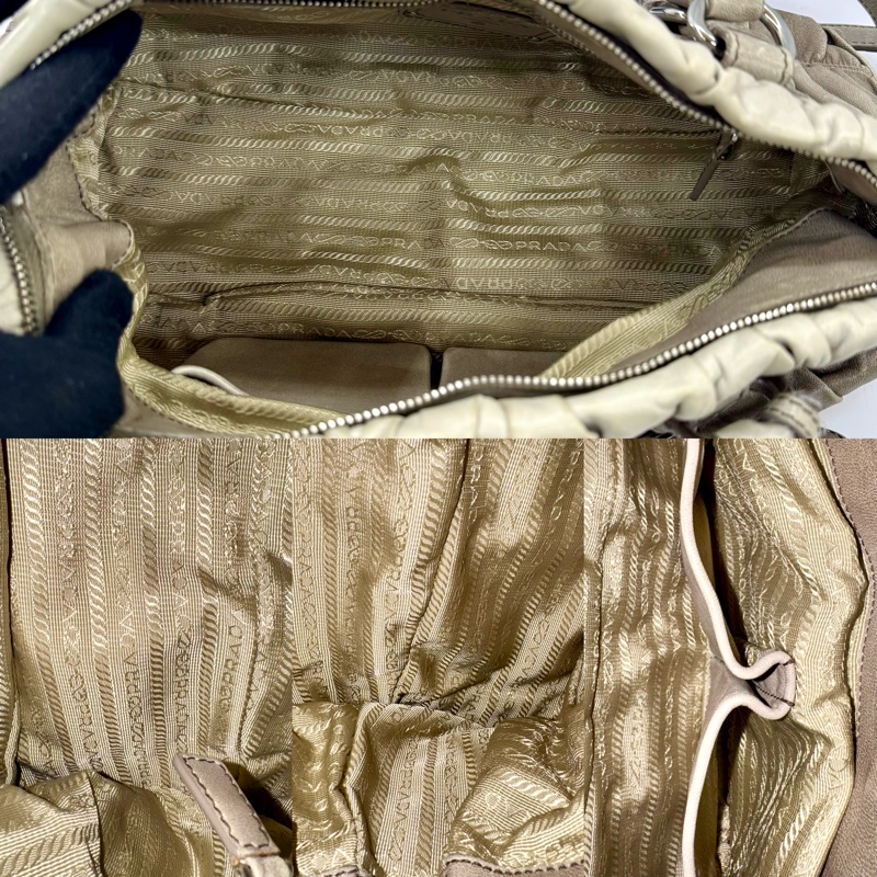 Prada 普拉達 抓皺小羊皮兩用波士頓包-4