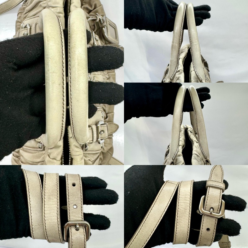 Prada 普拉達 抓皺小羊皮兩用波士頓包-5