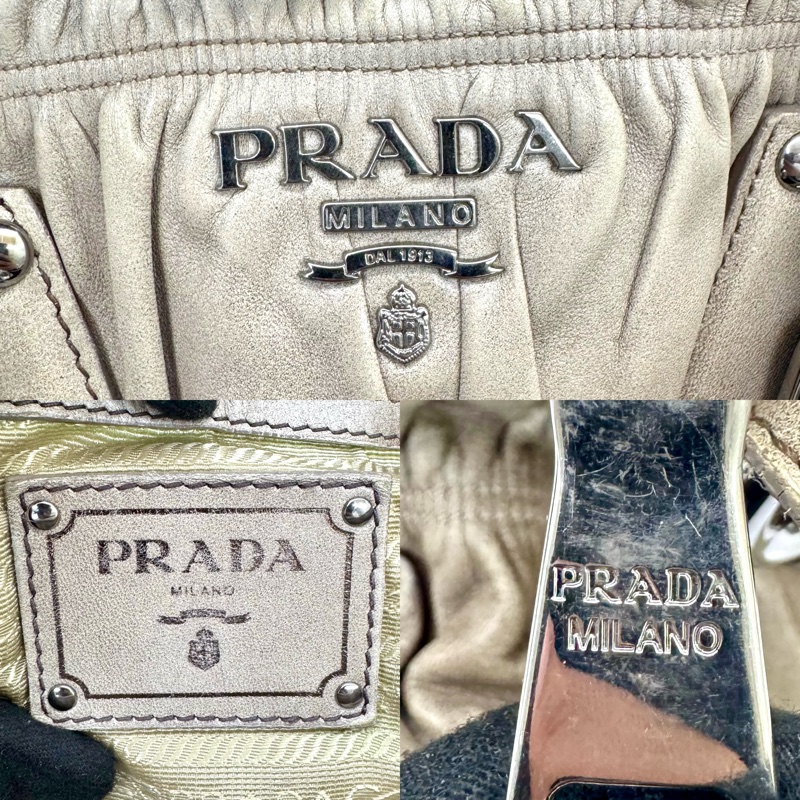 Prada 普拉達 抓皺小羊皮兩用波士頓包-6