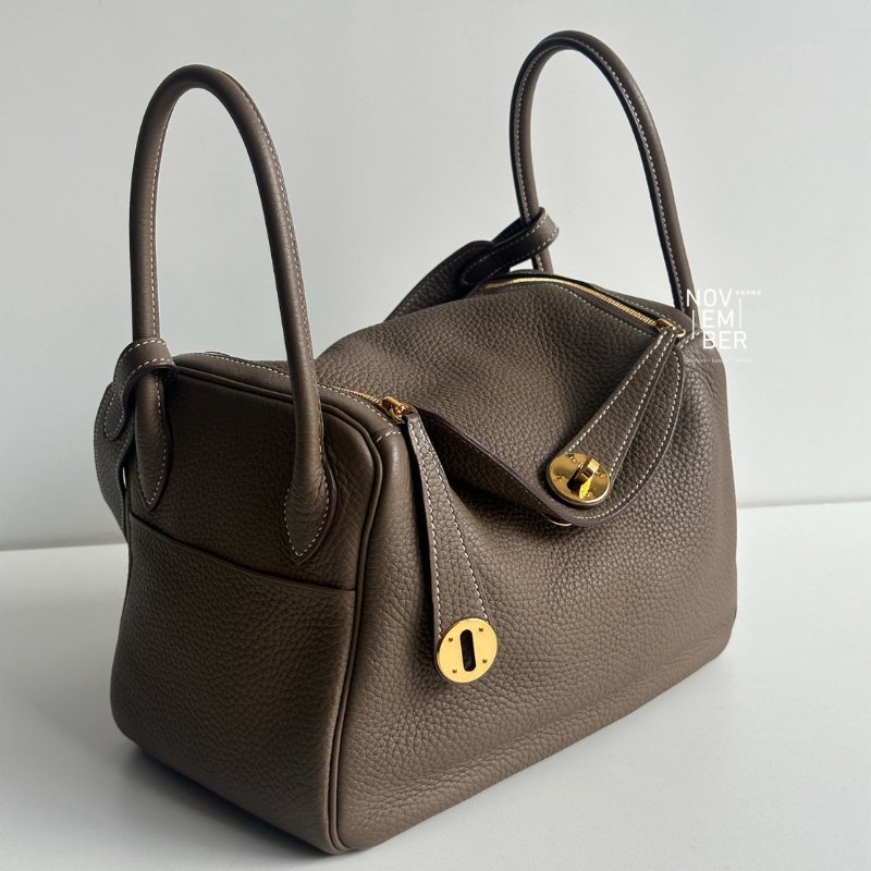98新✨ Hermès 愛馬仕 Lindy 26 大象灰金釦-3