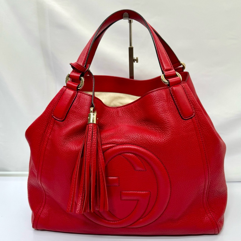 Gucci 古馳 Soho 皮革托特包（型號 282309） 紅色-0