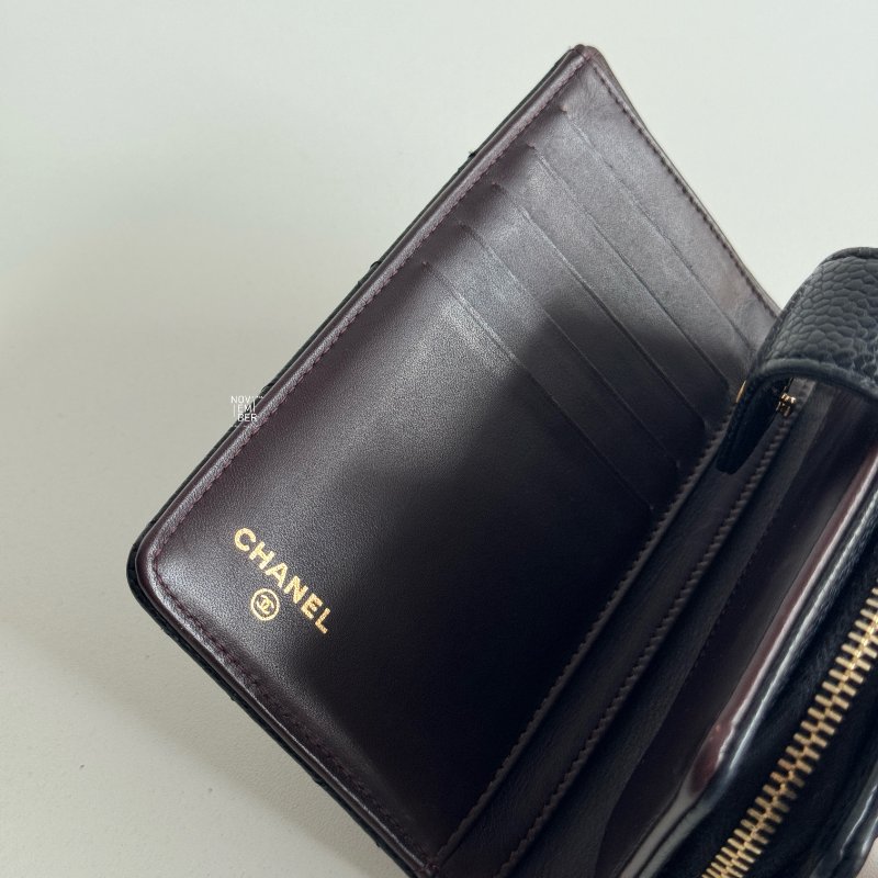 95新🫰🏻 保卡款 Chanel 香奈兒 中夾 黑色金釦-3
