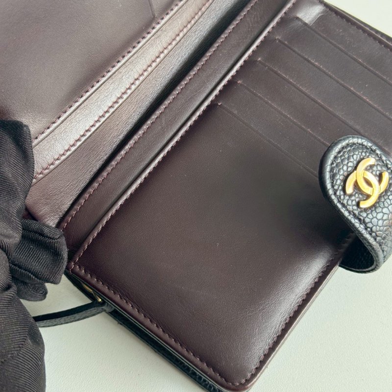 95新🫰🏻 保卡款 Chanel 香奈兒 中夾 黑色金釦-15