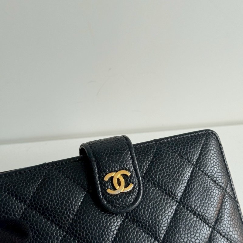 95新🫰🏻 保卡款 Chanel 香奈兒 中夾 黑色金釦-17