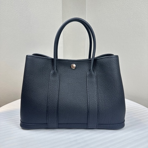 愛馬仕/Hermes Garden Party 30 黑銀花園包30x13x22cm