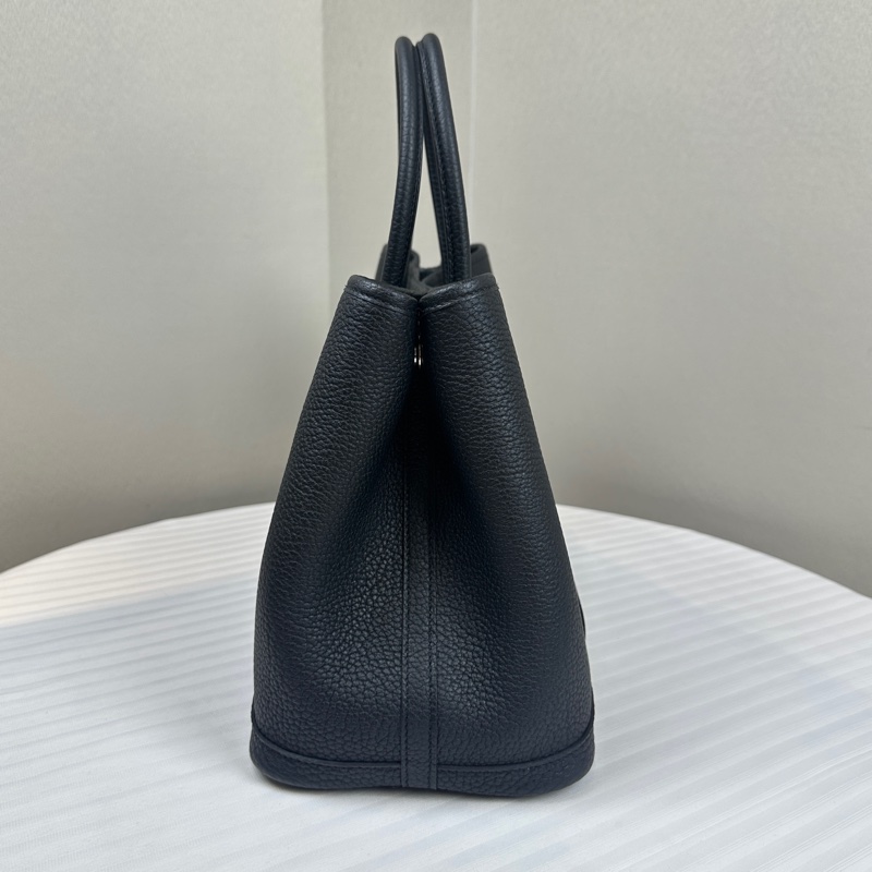 愛馬仕/Hermes Garden Party 30 黑銀花園包30x13x22cm-2