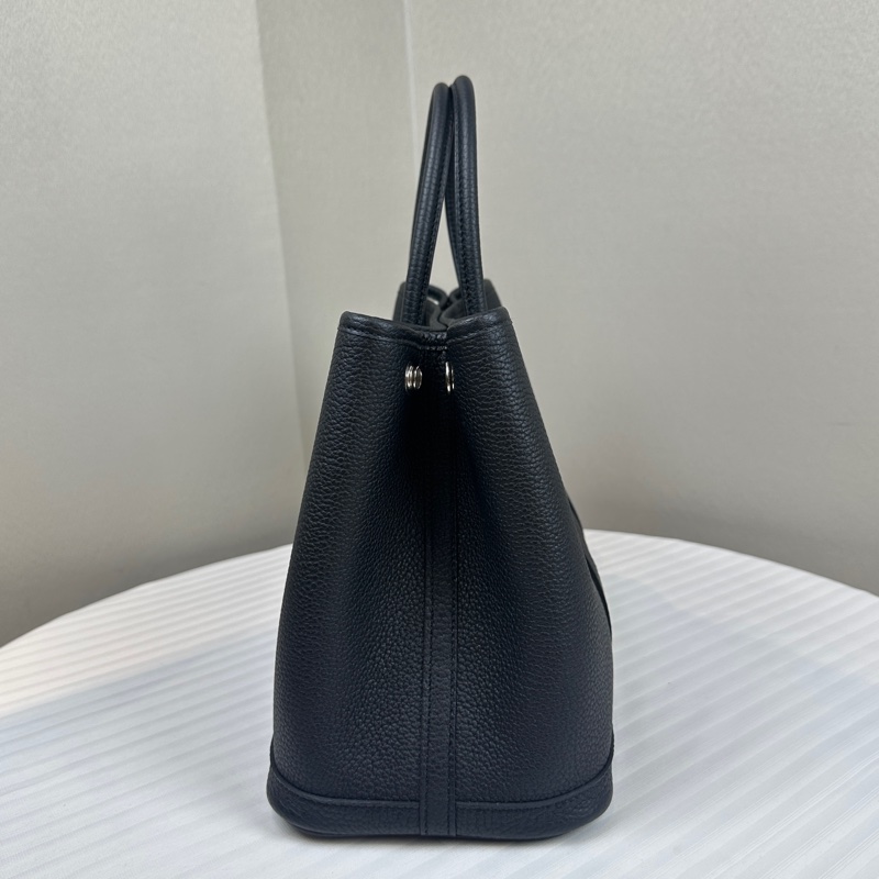 愛馬仕/Hermes Garden Party 30 黑銀花園包30x13x22cm-3