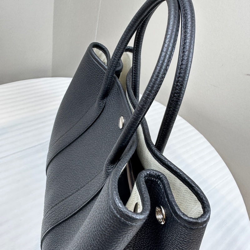 愛馬仕/Hermes Garden Party 30 黑銀花園包30x13x22cm-4