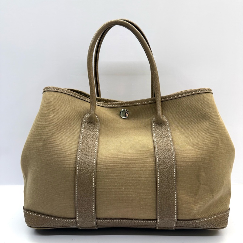 HERMES 愛馬仕 大象灰手提包 花園包 GARDEN PARTY 30 TPM  □R STAMP-0