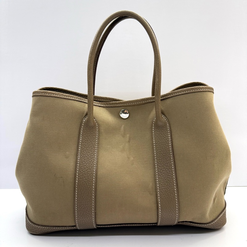HERMES 愛馬仕 大象灰手提包 花園包 GARDEN PARTY 30 TPM  □R STAMP-1