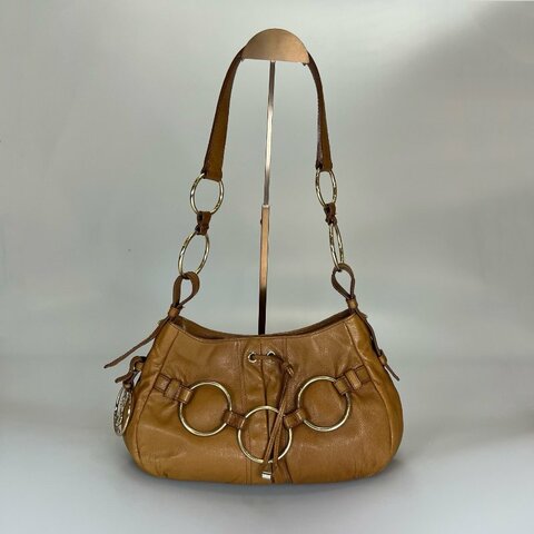 YSL 139259 棕皮革鐵環單肩包