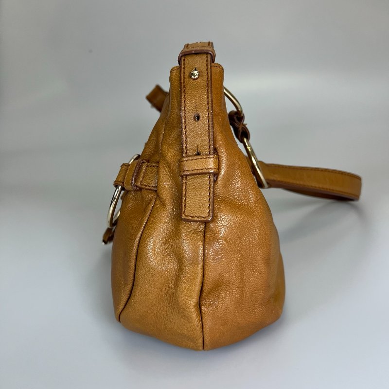 YSL 139259 棕皮革鐵環單肩包-3