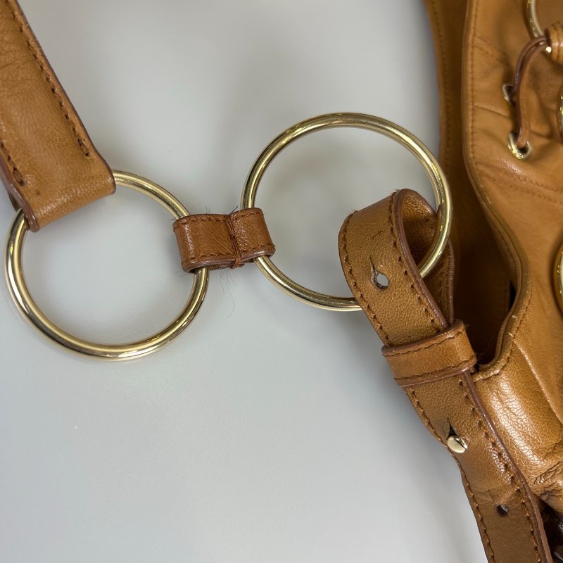 YSL 139259 棕皮革鐵環單肩包-6