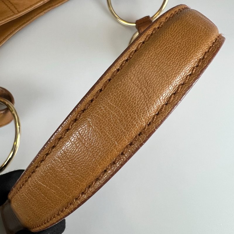 YSL 139259 棕皮革鐵環單肩包-7