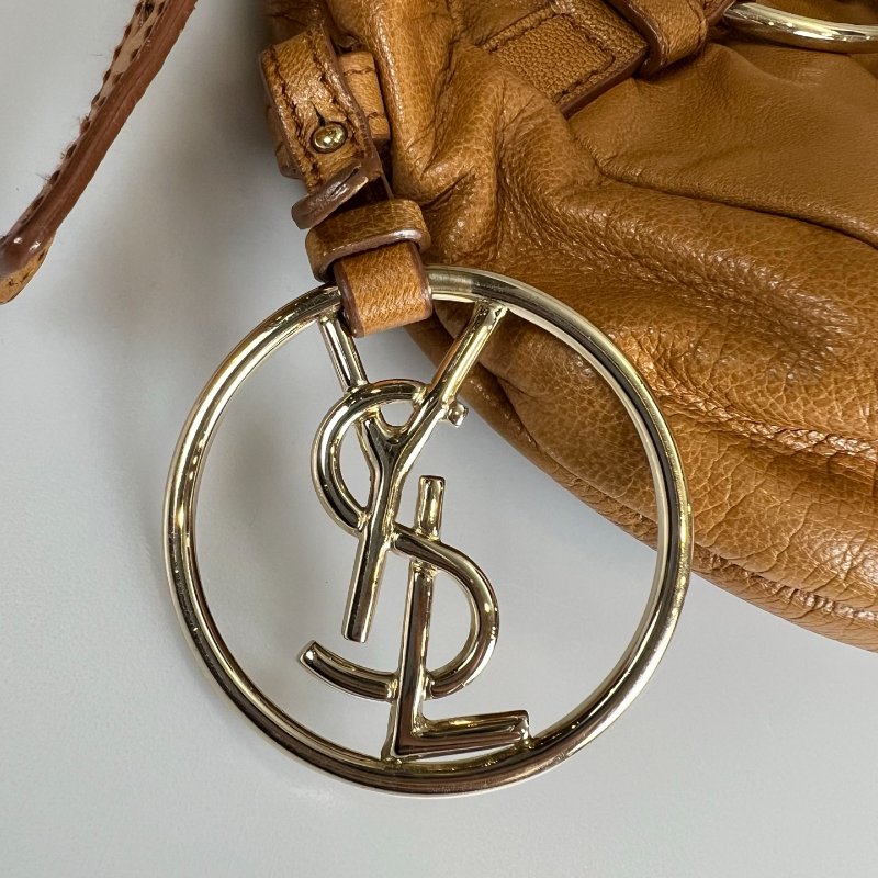 YSL 139259 棕皮革鐵環單肩包-9