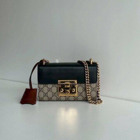 98新✨ Gucci 古馳 Padlock 小號 鏈條老花拼黑色