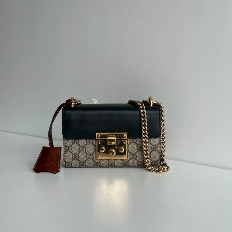 98新✨ Gucci 古馳 Padlock 小號 鏈條老花拼黑色-0
