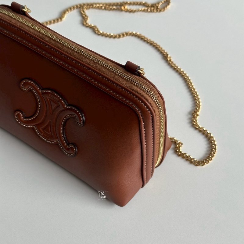 99新🆕 全配有購證🙌🏻 Celine 鏈條斜背包 棕色-4