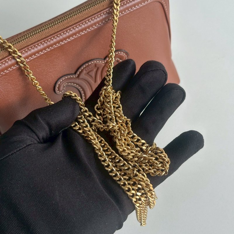 99新🆕 全配有購證🙌🏻 Celine 鏈條斜背包 棕色-15