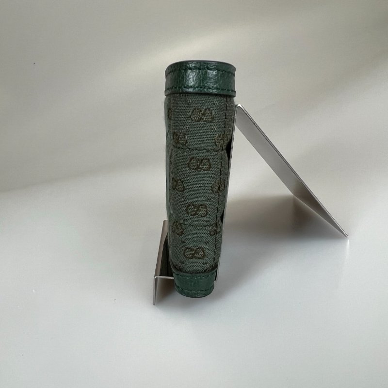 GUCCI 756526  綠格紋內裡老花對開短夾-3